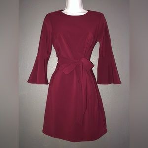 Lulus Maroon Red Burgundy Long 3/4 Sleeve Evening Holiday Party Dress XS/S